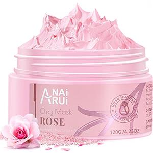 ANAI RUI ANAiRUi Maschera all'argilla rosa, con argilla rosa caolino, niacinamide, collagene, acido ialuronico, per l'idratazione, la rimozione dei punti neri, la minimizzazione dei pori, 120g
