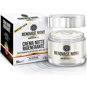 Innbiotec Pharma Renovase Night Crema Notte Viso Antirughe per Uomo e Donna - Acido Ialuronico Viso - Acil Glutatione e Omega 3 - Crema Notte Antirughe - Azione Antinfiammatoria