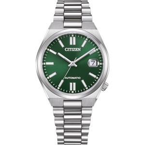 CITIZEN Orologio automatico da donna con cinturino a maglie in acciaio inox, 37 mm, vetro zaffiro, data, blu ghiaccio, NJ0200 in diverse varianti, argento, Moderno