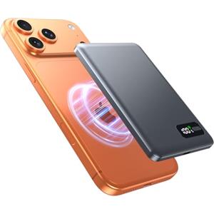 Bolvunes Power Bank per iPhone Powerbank 5000mAh per MagSafe 15W Qi2 Sottile LED Display Digitale Ricarica Wireless Ricarica Rapida USB Tipo C Leggero per iPhone 17/Air/16/15/14/13/12 Series