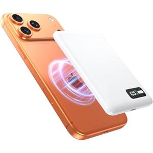 Bolvunes Power Bank per iPhone Powerbank 5000mAh per MagSafe 15W Qi2 Sottile LED Display Digitale Ricarica Wireless Ricarica Rapida USB Tipo C Leggero per iPhone 17/Air/16/15/14/13/12 Series