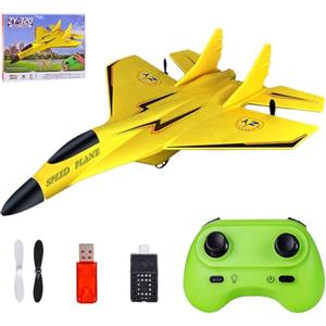 XUXLEKK Aereo Telecomandato per Bambini,F-22 RC Aereo Radiocomandato,2,4 GHz Aereos RC Aeroplano Telecomandato 2CH RC Plane con Batterie e Luci Colorate Adatto per Principianti Bambini Adulti (Giallo)