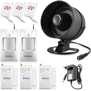 KERUI Allarme Casa Senza Fili, Ring Alarm Ultra Forte con Allarme Porta Telecomando Sensore Movimento Corno da Sirena, Antifurto Casa per Garage, Magazzino, Finestre, Shed