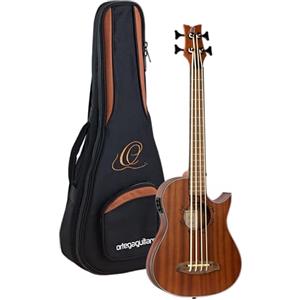 Ortega Guitars Travel Bass elettro-acustico - fretless - Serie Lizard - Ukulele Basso - include Gigbag - Mogano Massello (LIZZY-PRO)