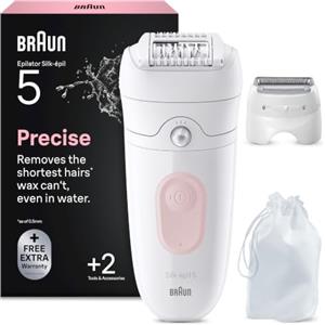 Braun Silk-Épil 5 Epilatore Elettrico Donna, 5-030, Rosa Flamingo | Rasoio Elettrico Donna Impermeabile con Custodia, Testina Radente e Cappuccio Regolatore, Rimozione Facile Peli, Pelle Liscia