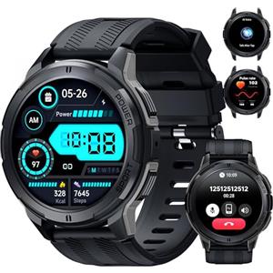 OUKITEL Smartwatch Uomo,Orologio Militare Smart Watch con Chiamate Vocale,1.43 AMOLED Screen 24/7 Sonno Cardiofrequenzimetro,100+ Sportive Fitness Tracker per iOS Android