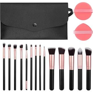 flintronic 14 Pcs Set Pennelli Make up, Set Pennello Make Up, per Applicazione Contorno e Definizione, Sfumature, Fondazione Cipria Fard, Ombretto,