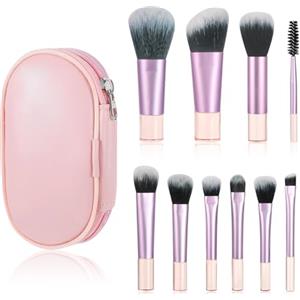 flintronic 10 Pcs Set Pennelli Make up, Set Pennello Make Up, per Applicazione Contorno e Definizione, Sfumature, Fondazione Cipria Fard, Ombretto,