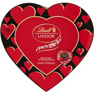 Lindt San Valentino Scatola Regalo Lindor Cioccolatini a Forma di Cuore al Cioccolato Fondente, in confezione 96g