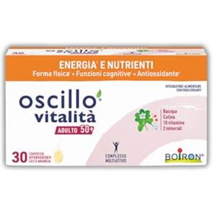 Boiron Oscillo Vitalità Adulto 50+ - Integratore Alimentare per Reintegrare Energia e Nutrienti, Sostenere Forma Fisica e Funzioni Cognitive, con Colina e Bacopa, Vitamine, Ferro - 30 Tabs Effervescenti