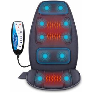 Snailax Sedile massaggiante, 10 motori di vibrazione, sedile massaggiante a vibrazione rilassante, cuscino per schiena e collo, massaggiatore per la schiena per casa, ufficio, regali