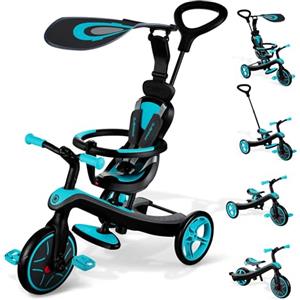 Globber - EXPLORER TRIKE 4in1 - Triciclo & balance bike tutto-in-uno per bambini da 10m + a 5 anni + , Verde acqua