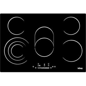 IsEasy Piastra di cottura in vetroceramica elettrica (8600 W, 5 fuochi, 77 cm, da incasso, automatica, touch, timer, vetro-ceramica)