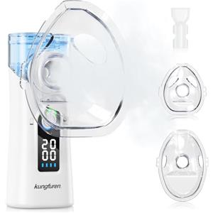 kungfuren Aerosol Portatile Silenzioso Macchina Adulti: Aerosol Portatile Ricaricabile Con Timer 20 Minuti E Facile Da Usare Con Aerosol Silenzioso Per Bambini Con Maschere Incluse - Per Uso Domestico E Viaggio