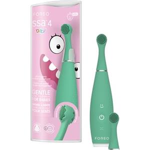 FOREO issa 4 baby - Set spazzolino elettrico sonico in silicone per bambini, setole bifacciali, pulizia denti, massaggio gengivale, 12 mesi di cura con testina extra, 240 giorni batteria, portatile