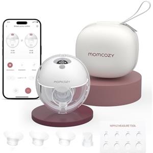 Momcozy Tiralatte Elettrico Indossabile M5 con App, Tiralatte Indossabile Della Bocca del Bambino Flangia a Doppia Tenuta con 3 Modalità e 9 Livelli, Tiralatte Elettrico Portatile, 24mm (1, Grigio)