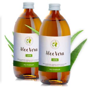 Mother Earth Products Succo diretto di aloe vera biologico al 100% senza additivi, gel interno puro della foglia di aloe vera da bere, 1200 mg/l di aloe vera, 2 x 500 ml