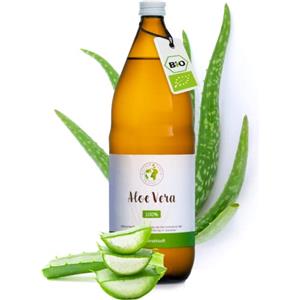 Mother Earth Products Succo di aloe vera puro da bere, 100% succo biologico, dall'interno della foglia di Aloe Vera, senza aloina, 1200 mg/l Aloverose (1000 ml)