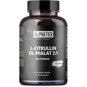 Alphatier Supplements Alphatier L-Citrullina Malato Caps - 360 Capsule alto Dosaggio + Vegane - L-Citruline Malate DL 2:1 - Fitness Bodybuilding - senza Stearato di Magnesio o Additivi