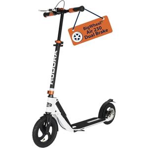 HUDORA Monopattino - BigWheel Air 230 Dual Brake, Monopattino con freno a mano, in alluminio resistente con pneumatici, Regolabile in altezza e pieghevole