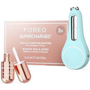 FOREO Set A Wink 'n' a Smile - Massaggiatore viso antirughe a microcorrente BEAR 2 eyes & lips+Booster contorno occhi e labbra FOREO SUPERCHARGED (3 x 3, 5 ml) - Siero antirughe e volumizzante labbra