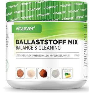 Vit4ever Combinazione di fibre alimentari - 400 g di polvere con bucce di psyllium, inulina (prebiotico), fibre di mela, semi di lino - Alto contenuto di fibre alimentari - Vegan - Con aroma naturale di ananas