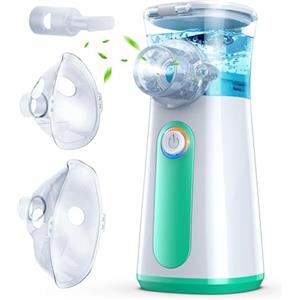 Mioduro Aerosol Portatile Silenzioso 2 Maschere E Boccaglio Macchina Aerosol Adulti e Bambini che Efficace per Alleviare la Respirazione USB-C Ricaricabile (Verde)