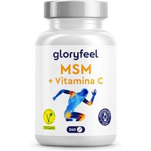 Gloryfeel MSM 2000mg + Vitamina C Acerola - 240 Compresse ad Alto Dosaggio - per Ossa, Articolazioni, Pelle e Sistema immunitario* - Metilsufonilmetano Vegano - Senza Additivi - 100% Vegan