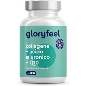 Gloryfeel Collagene Marino con Acido Ialuronico, con Coenzima Q10, Vitamina C e Zinco, Vitamine A, B12, D3, Magnesio, 60 Capsule, Collagene Marino Idrolizzato, Collagene Integratore Pelle, Ossa e Articolazioni
