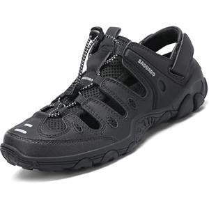 SAGUARO Uomo Sandali da Trekking con Punta Chiusa Estate Donna Scarpe da Esterno Traspirante Antiscivolo Sandali Sportivi Nero 45 EU