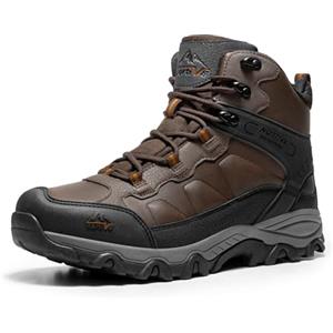 NORTIV 8 Scarpe da Trekking da Uomo Stivali da Esterno Scarponi da Trekking Scarponi da Trekking Impermeabili Stivali da Arrampicata Alpinismo,Size 44.5,Marrone Scuro,NMUMHB2501