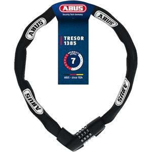 ABUS Lucchetto a catena Tresor 1385 - lucchetto a combinazione in acciaio temprato - catena quadrata di 7 mm di spessore - livello di sicurezza 7 - 85 cm - nero