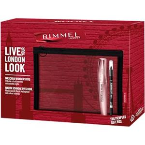 Rimmel London Cofanetto Regalo Live Your London Look, Pochette con Mascara Wonder'Luxe Volume, Matita Occhi Scandal'Eyes Kohl Black Waterproof
