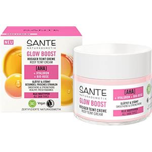 SANTE Naturkosmetik Crema da giorno Glow Boost Rosiger Carnagione Crema con AHA E Hyaluron E Rosa Biologica per una carnagione Scintillante Rosig 50 ml