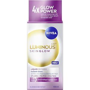 Beiersdorf NIVEA LUMINOUS630 Skin Glow Liquid Refiner, esfoliante AHA delicato ed efficace per pelle uniforme e liscia, cura del viso con 4% AHA, 1% PHA e aloe vera (100 ml)
