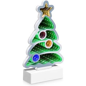 Idena 30549 - Albero di Natale a LED Infinity Mirror, Circa 27 x 8 x 40 cm, Lampada Decorativa con 156 LED SMD ed Effetto 3D, Decorazione Natalizia per Interni, con Alimentatore e Cavo da 3 m
