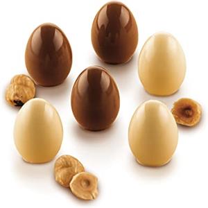 silikomart | Stampo in Silicone per Cioccolatini CHOCO EGG, Antiaderente, 15 Cioccolatini, Confezione da 1 Stampo per Dolci, Easy Choc, Ø 23 mm, h 30 mm, Volume 120 ml, Made in Italy