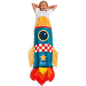 Kanguru Coperta bambini a coda, soffice plaid in pile a forma di Razzo per letto, divano, sacco a pelo rocket, Lunga 142cm idea per regalo Natale o Compleanno 4 5 6 7 8 9 10 11 12 anni