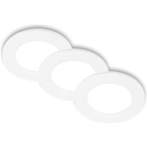 BRILONER - Set di 3 faretti LED da incasso 230V piatti, luce bianca neutra, 3W 330lm ciascuno, spot LED, spot da soffitto, faretti LED 230V, 68mm, 90x28mm (DxH), bianco