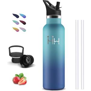 Grsta Borraccia Termica, Borraccia 1 litro, Senza BPA, Borraccie con Cannuccia, Senza Perdite, Bottiglie Acciaio Inox, Borracce Termiche, Acciaio Inossidabile 18/8, per Campeggio, Viaggio, Fitness, Yoga