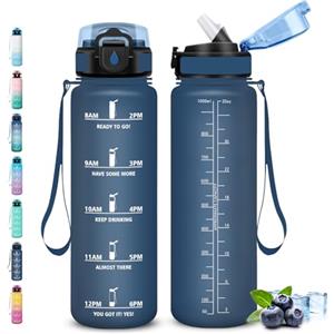 Grsta Borraccia 1 litro, Borraccia con Cannuccia, Senza Perdite, Borraccie Palestra, Facile da Pulire, Borraccie Motivazionale, Borracce con Chiusura di Sicurezza, per Fitness, Yoga, Campeggio, Viaggio