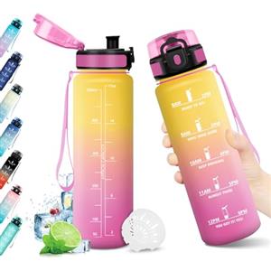 KollyKolla Borraccia 500ml, Bottiglia Riutilizzabile, Borraccia con Filtro, Borraccia Sportiva con Marcatori Temporali, Bottiglia senza BPA, A Prova di Perdite, Borraccia Sport per Bambini, Scuola, Ufficio