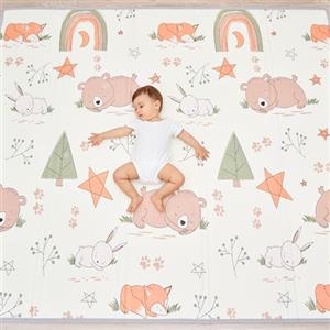 SUPERBE BEBE Tappeto Gioco Bambini Pieghevole 180x200x1.5cm Palestrina Neonato Montessori Reversibile Non Tossico E Impermeabile In Schiuma Per Bimbi. Palestra Neonati - Tappeto Tummy Time Neonati - Regalo Bambino
