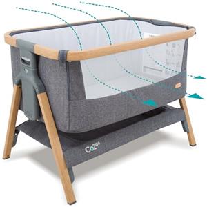 Tutti Bambini CoZee® 2-in-1 Culla Neonato e Culla Co-sleeping - Lettino Chiusura Rapida - Materasso Traspirante - 6 Altezze - Finestra Rete Traspirante - 0-6 Mesi (Rovere & Antracite)