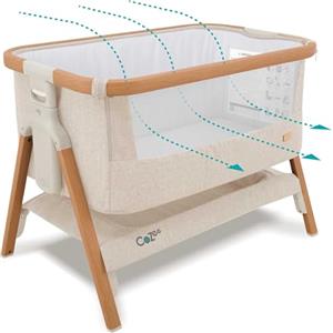 Tutti Bambini CoZee® 2-in-1 Culla Neonato e Culla Co-sleeping - Lettino Chiusura Rapida - Materasso Traspirante - 6 Altezze - Finestra Rete Traspirante - 0-6 Mesi (Noce & Ecrù)