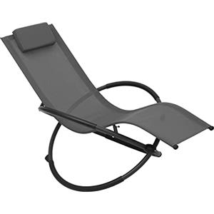 WOLTU Sedia Sdraio a Dondolo Relax Poltrona Swing Traspirante da Balcone Campeggio Lettino con Braccioli e Poggiatesta Grigio