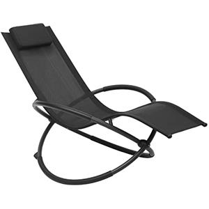 WOLTU Sedia Sdraio a Dondolo Relax Poltrona Swing Traspirante da Balcone Campeggio Lettino con Braccioli e Poggiatesta Nero