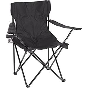 Baroni Home Sedia Campeggio Pieghevole da Esterno Giardino, Sedia Camping Portatile Pieghevole, Seduta da Campeggio e Pesca con Vano Porta bibite, Colore Nero 50x50x80 cm