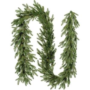 FairyTrees Ghirlanda Natalizia Verde Slim 270 cm in PE Stampato 100% | Ghirlanda per Scala, Porta, Arco, corrimano | Decorazioni Natalizie Eleganti, Festone Natalizio per Scale, Ramo Verde Realistico