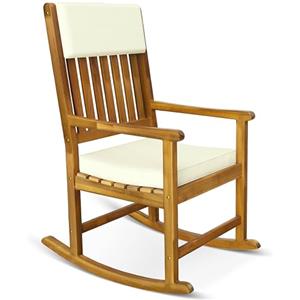 Casaria Deuba Sedia a dondolo cuscini icnlusi legno d' acacia relax seggiola basculante da giardino veranda mobili da esterno